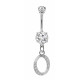 Sterling Silver Dangly Initials Piercing bars with CZ Crystals