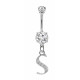 Sterling Silver Dangly Initials Piercing bars with CZ Crystals