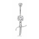 Sterling Silver Dangly Initials Piercing bars with CZ Crystals