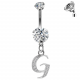 Initial Belly Button Rings - 316L Surgical Steel - Internally Threaded - 14G(1.6mm) - AAA+ CZ Crystals - Silver Letter A-Z Belly Button Rings - All our Jewellery is Quality Checked by Sheffield Assay office