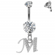Initial Belly Button Rings - 316L Surgical Steel - Internally Threaded - 14G(1.6mm) - AAA+ CZ Crystals - Silver Letter A-Z Belly Button Rings - All our Jewellery is Quality Checked by Sheffield Assay office