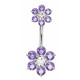 Double Flower Sterling Silver Belly Bars - Various Colours | Inspected by Sheffield Assay office