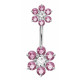 Double Flower Sterling Silver Belly Bars - Various Colours | Inspected by Sheffield Assay office