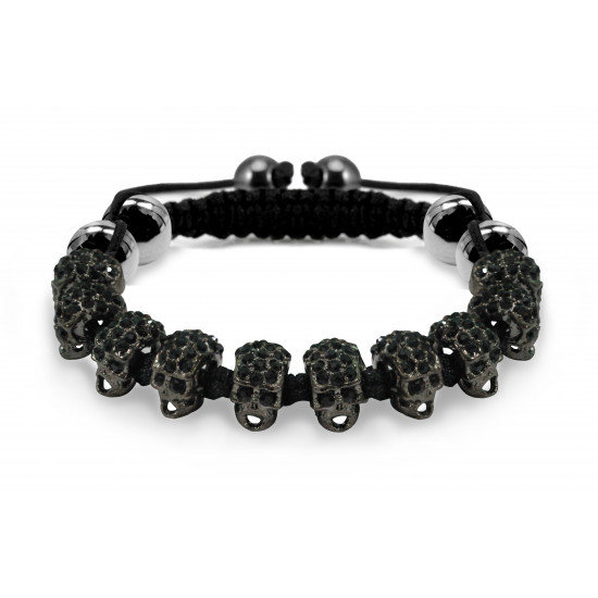 Skull Design Bracelet In Alloy with CZ Crystal Bling - Fits Lovely on Any Wrist - Various Colours