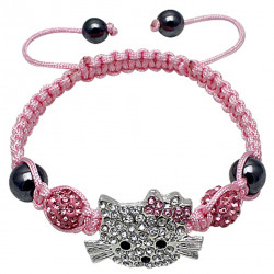 Hello Kitty Bow Design Friendship Bracelet Studded with CZ Crystals - Various Colours