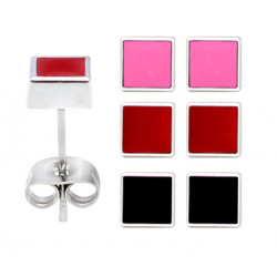 Hypo Allergic Plastic Post Square Stud Earrings