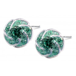 Sterling Silver Stud Fire Blaze Twirl Earrings Made of CZ Crystals - Various Colours