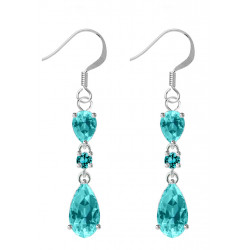 Sterling Silver Tear Drop Fashion Dangle Earrings with CZ Crystals - Various Colours