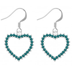 Sterling Silver Open Heart Fashion Earrings with CZ Crystals - Various Colours
