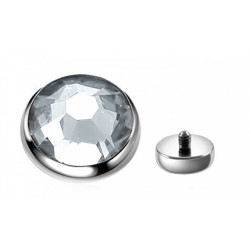 Surgical steel 316L Flat top Internal Threaded Gem Top - AAA CZ Crystals (5pcs)