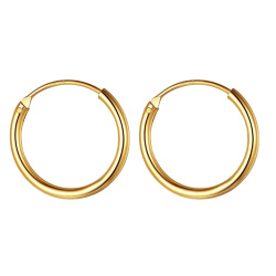 Silver Unisex High Polished Round Hoop Earrings Gold plated - Various Sizes