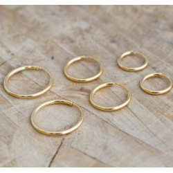 Silver Unisex High Polished Round Hoop Earrings Gold plated - Various Sizes