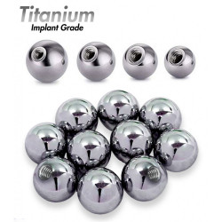 Titanium Threaded Plain Balls for Body Piercing Jewelry (2pcs)