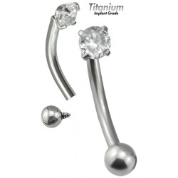 Titanium Implant Grade Surface Barbell Piercing - Prong set AAA CZ quality Crystal - Quality tested by Sheffield Assay Office England