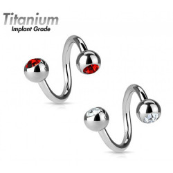 Titanium Jeweled Twisted Barbell Piercing - AAA Laser Cut Crystals - Quality tested by Sheffield Assay Office England