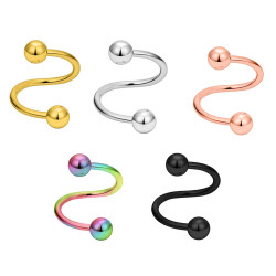Surgical Steel Spiral Piercing for Ears, Lip, Eyebrows, Nose and Tragus - Various Sizes - Quality tested by Sheffield Assay Office England