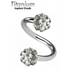 Titanium Twister Body Piercing Jewelry with Shamballa Crystal Balls - Swarovski Crystals - Quality tested by Sheffield Assay Office England
