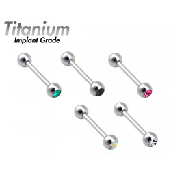 Titanium Barbell Piercing with Gem Balls - AAA Laser Cut Crystals