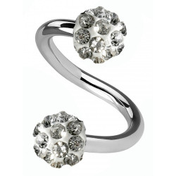 Surgical Steel Twist Barbell with 3MM Shamballa Ball Clear Crystals