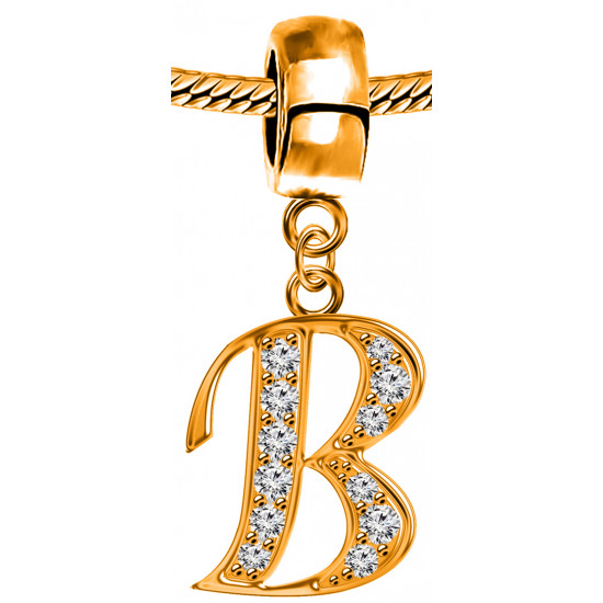 Silver Initial European Inspired Charms - Rose Gold Plated - Looks Like Real Rose Gold - Fits all European Bracelets