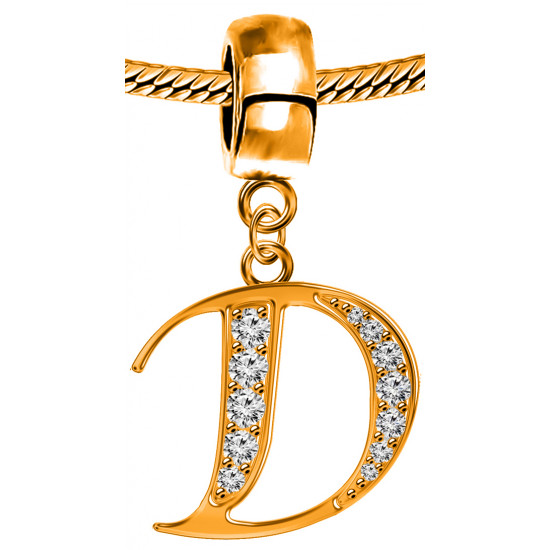 Silver Initial European Inspired Charms - Rose Gold Plated - Looks Like Real Rose Gold - Fits all European Bracelets