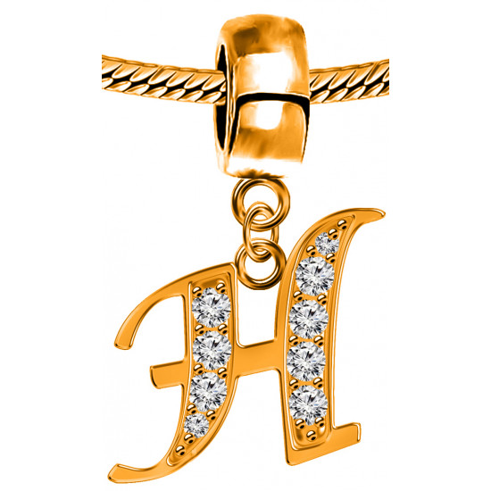 Silver Initial European Inspired Charms - Rose Gold Plated - Looks Like Real Rose Gold - Fits all European Bracelets