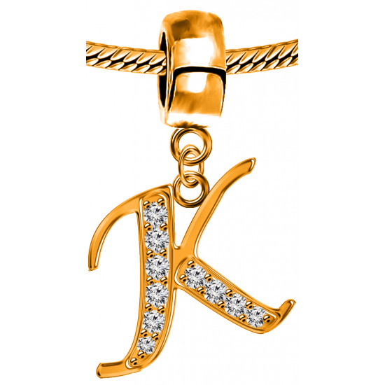 Silver Initial European Inspired Charms - Rose Gold Plated - Looks Like Real Rose Gold - Fits all European Bracelets