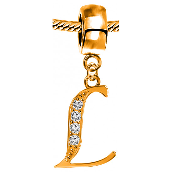 Silver Initial European Inspired Charms - Rose Gold Plated - Looks Like Real Rose Gold - Fits all European Bracelets