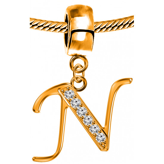 Silver Initial European Inspired Charms - Rose Gold Plated - Looks Like Real Rose Gold - Fits all European Bracelets