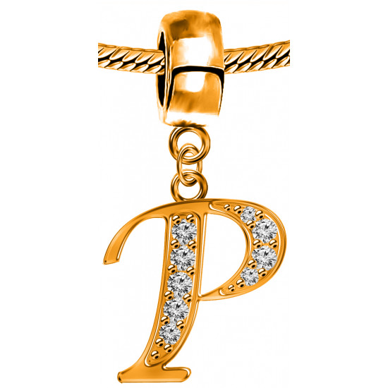 Silver Initial European Inspired Charms - Rose Gold Plated - Looks Like Real Rose Gold - Fits all European Bracelets