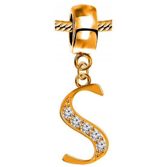 Silver Initial European Inspired Charms - Rose Gold Plated - Looks Like Real Rose Gold - Fits all European Bracelets