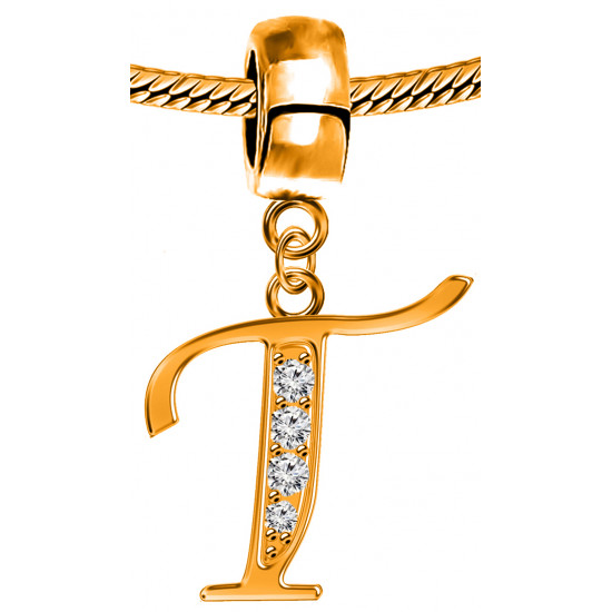 Silver Initial European Inspired Charms - Rose Gold Plated - Looks Like Real Rose Gold - Fits all European Bracelets