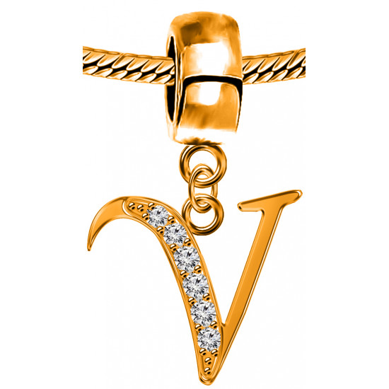 Silver Initial European Inspired Charms - Rose Gold Plated - Looks Like Real Rose Gold - Fits all European Bracelets