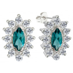 Sterling Silver Stud Floral Fashion Earrings with CZ Crystals - Various Colours