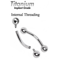 Titanium Bent Bar/ Curved Barbell Internal Threading Piercing - 16g (1.2mm) - Quality tested by Sheffield Assay Office England