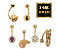 Gold Belly Bars - Belly Rings 14K