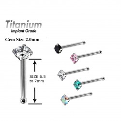 Titanium Nose Pin - Nose Stud - AAA Quality Crystals - Quality tested by Sheffield Assay Office England